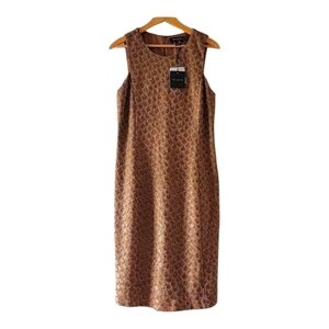 NWT ST John Women's Bronze Sparkle Gold Metallic Knit Sheath Sequin Dress
